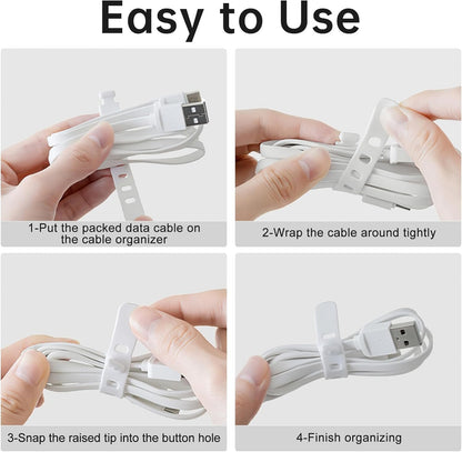 PAVSTINE Datenkabel-Organisator Kleiner 2Er-Pack Mit 14 Kabelbindern | Kabelbox Weiß Mit Verstellbaren FäChern, Kabel Organizer Zur Aufbewahrung Von Schreibwaren, Batterien Und Ladekabeln